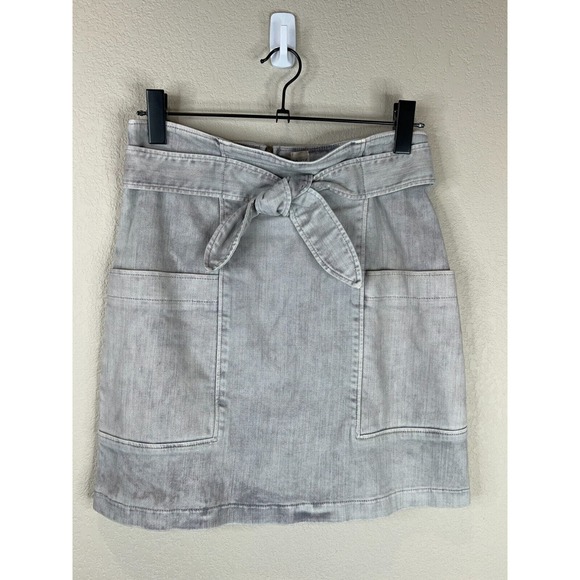 Rebecca Taylor Mini Skirt Size 27 Gray Tie Front High Rise Stretch‎ Denim La Vie - Picture 1 of 16